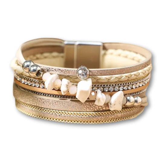 bracelet perle fantaisie femme Beige