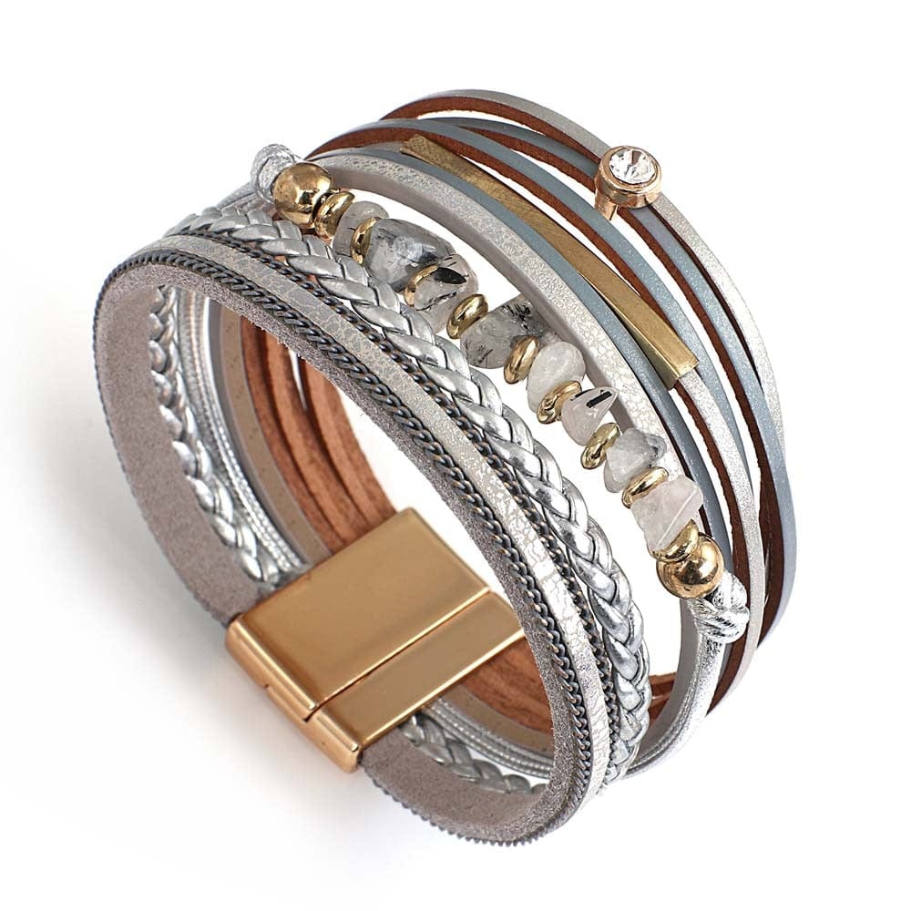 bracelet perle fantaisie femme Gris