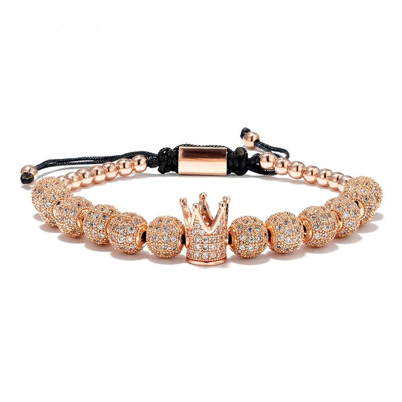Bracelet perles couronne acier homme – Macramé | WristArt Rose