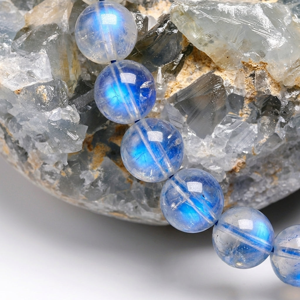 Bracelet Pierre de Lune Bleu 6/8mm Pierre Naturelle | WristArt