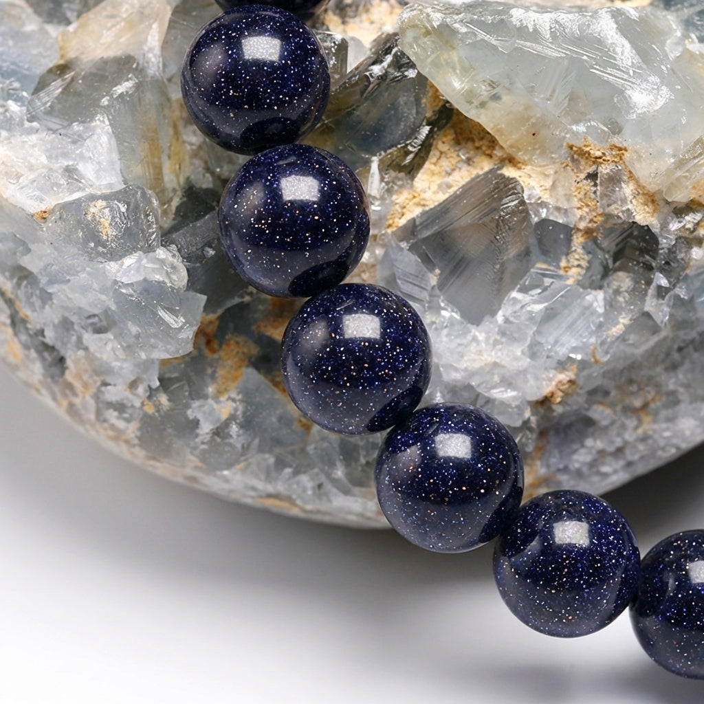 Bracelet Pierre de Sable Bleu 6/8mm Pierre Naturelle | WristArt