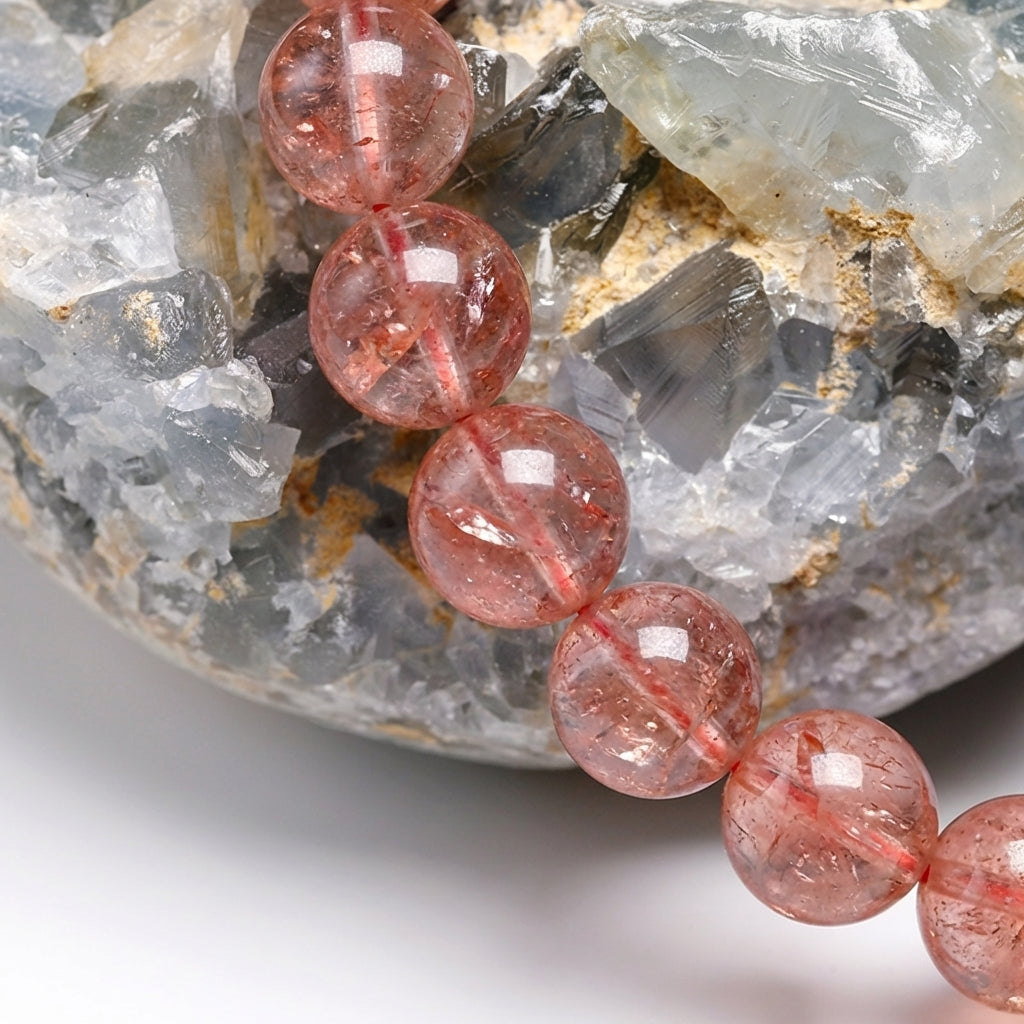 Bracelet Quartz Cerise 6/8mm Pierre Naturelle | WristArt