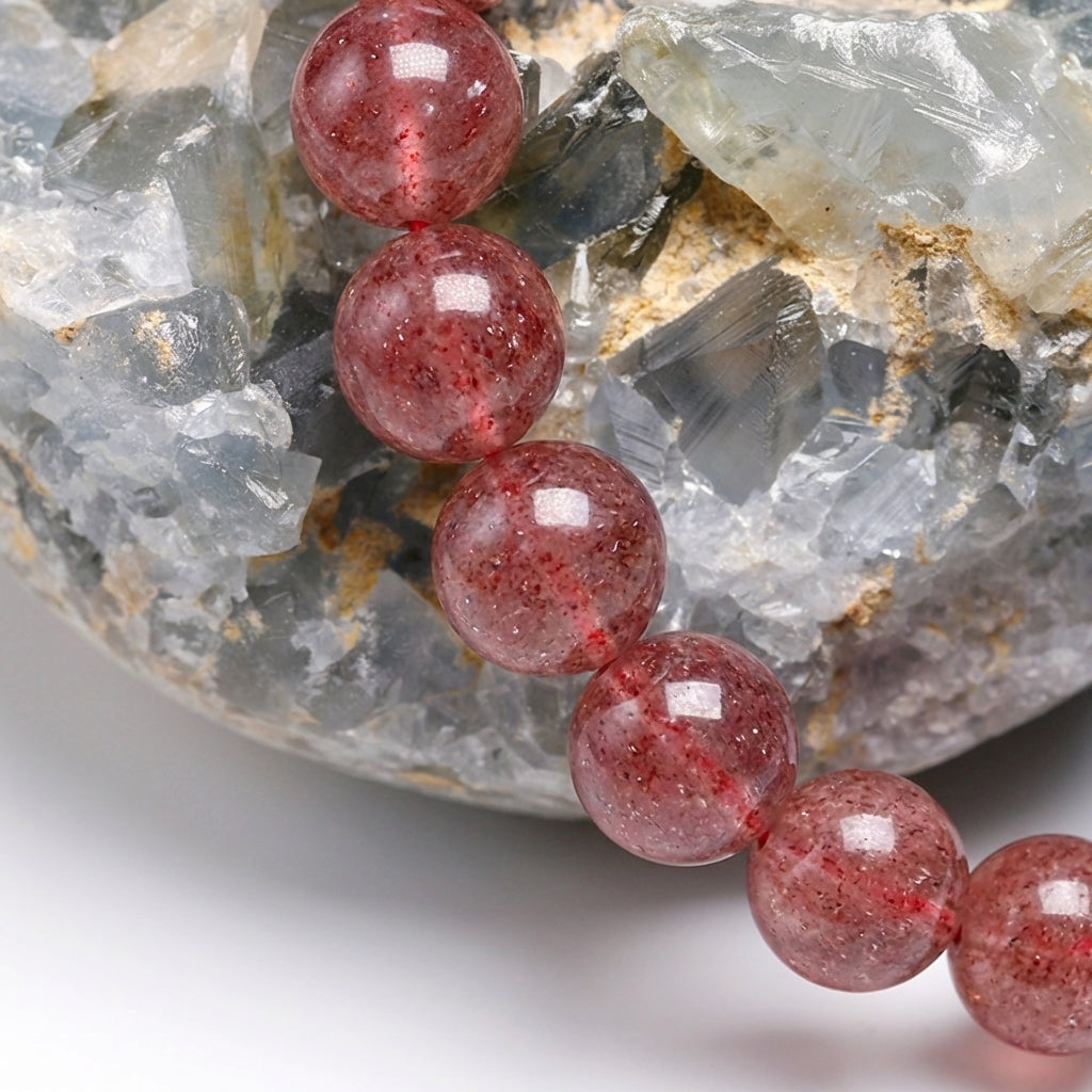 Bracelet Quartz Fraise 6/8mm Pierre Naturelle | WristArt