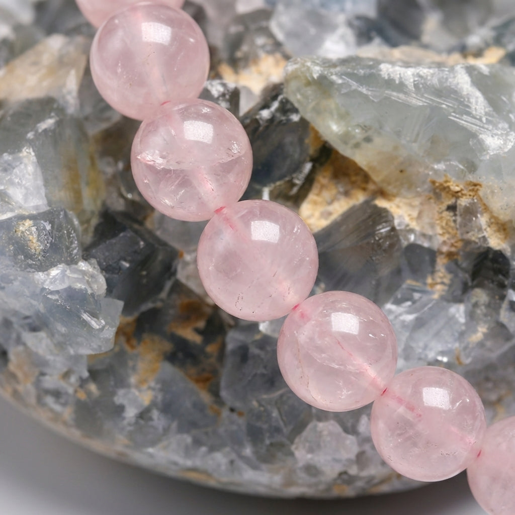 Bracelet Quartz Rose 6/8mm Pierre Naturelle | WristArt