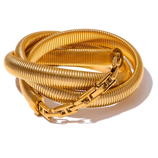 Bracelet Spirale Doré Élégance Femme Or