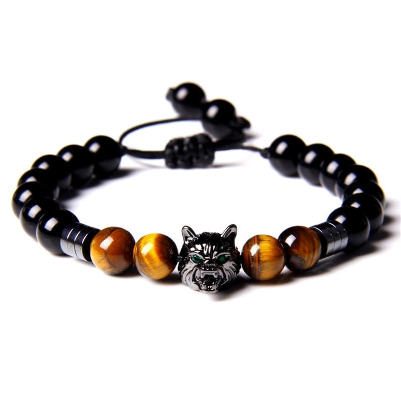Bracelet tete de loup Brun