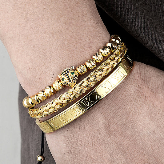 Bracelet trio panthère acier homme – Set luxe | WristArt