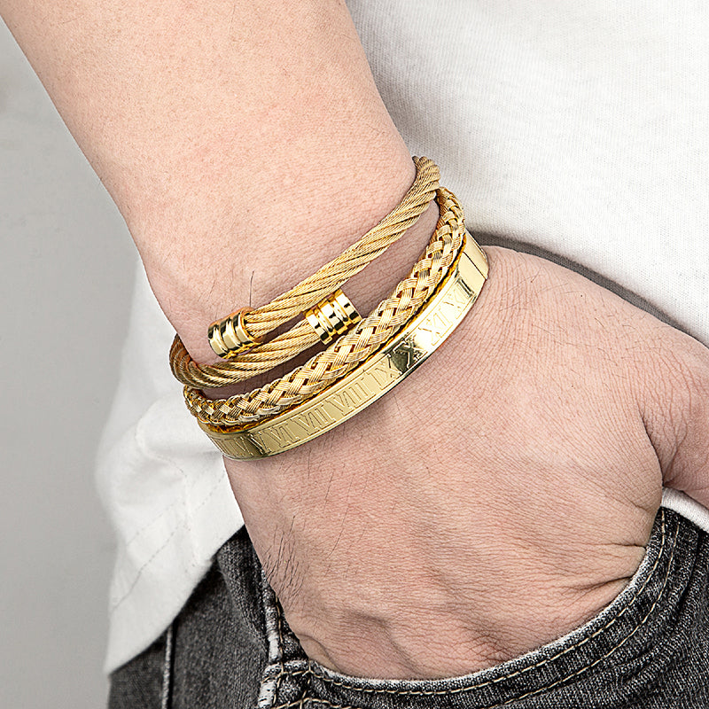 Bracelet trio titan acier homme – Set 3 bracelets | WristArt