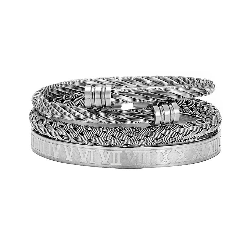Bracelet trio titan acier homme – Set 3 bracelets | WristArt Argent