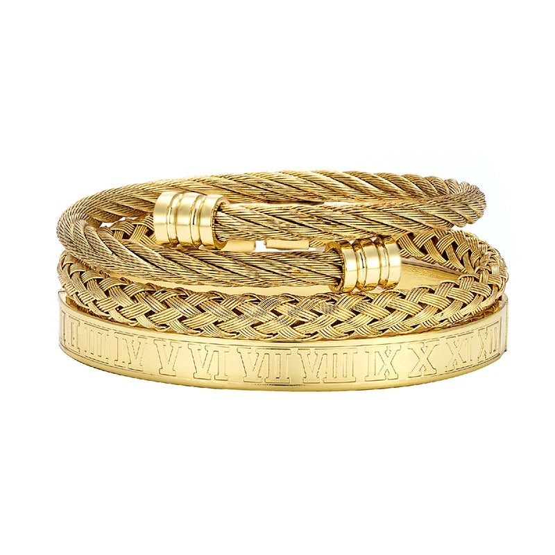 Bracelet trio titan acier homme – Set 3 bracelets | WristArt Or