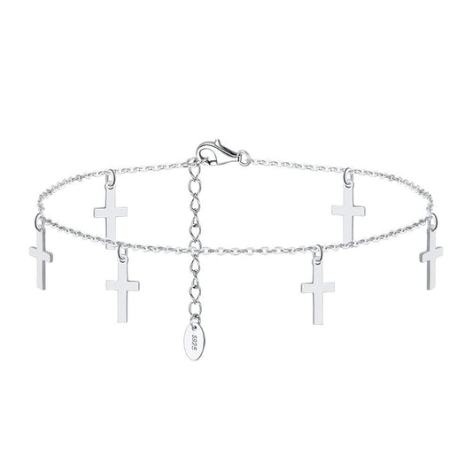 chaine de cheville avec croix Argent