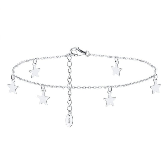 chaine de cheville etoile Argent
