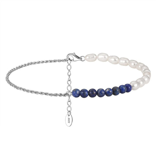 chaine de cheville pierre naturelle Argent