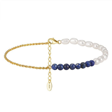chaine de cheville pierre naturelle Or