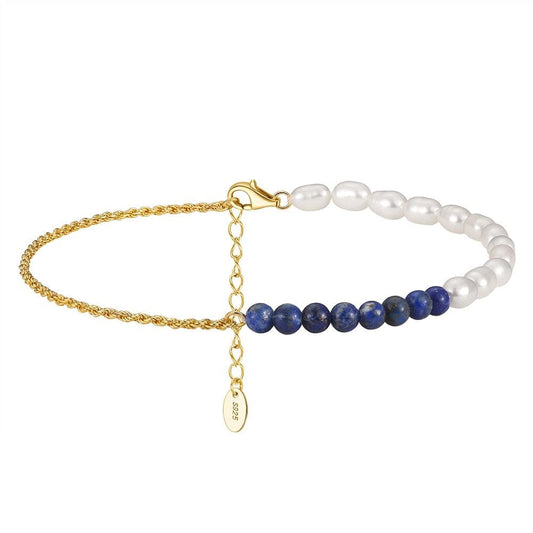 chaine de cheville pierre naturelle Or