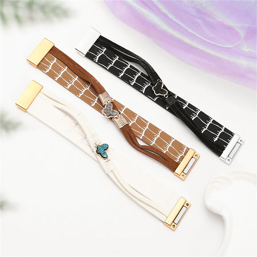 Luxurious Butterfly Leather Bracelet New Arrival Elegant Country Style Women's Hand Chain Zinc Alloy Original Design