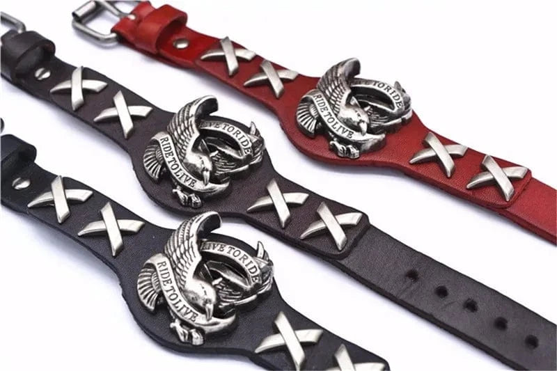 MKENJazz-Bracelets en cuir véritable pour hommes et femmes, offre spéciale, tour à vivre, crâne d'oiseau, rétro