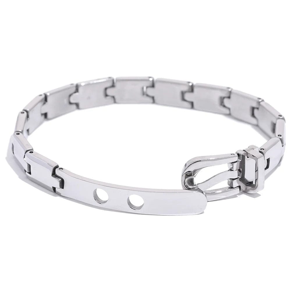Yhpup-Bracelet en acier inoxydable Bergame JO3 pour hommes et femmes, bracelet cubain, métal de haute qualité, étanche, bijoux unisexes Platine