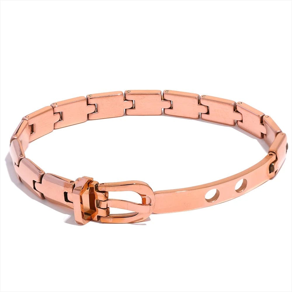 Yhpup-Bracelet en acier inoxydable Bergame JO3 pour hommes et femmes, bracelet cubain, métal de haute qualité, étanche, bijoux unisexes Rose