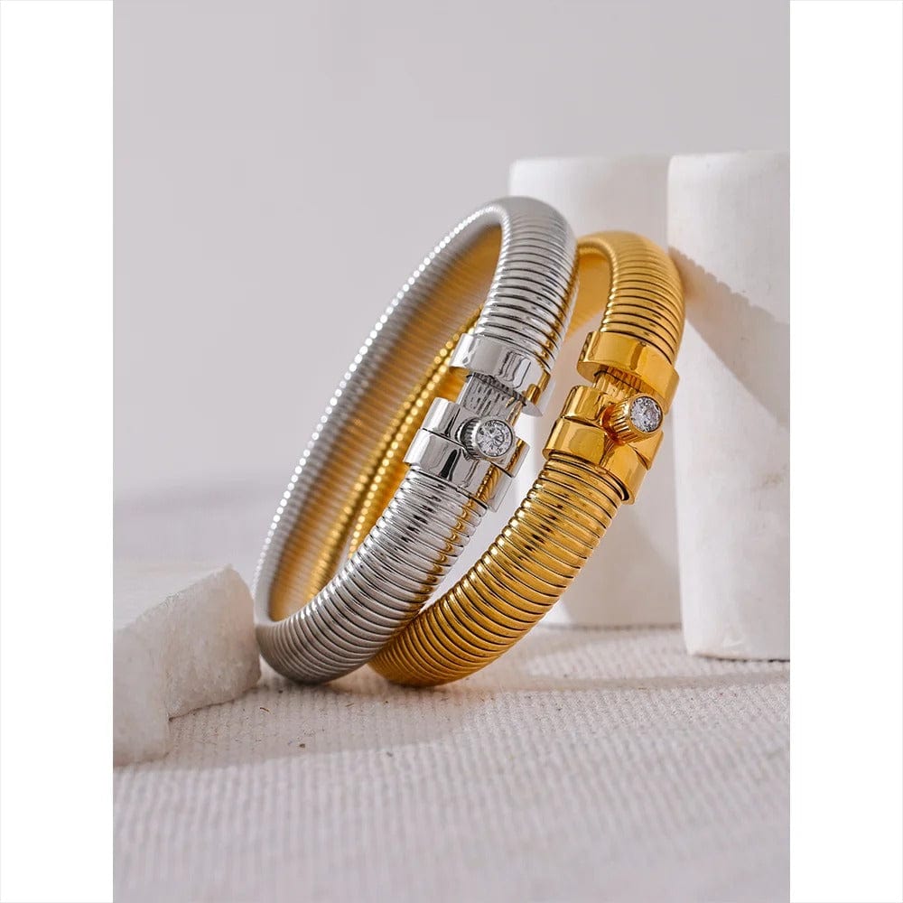 Yhpup-Bracelet en Acier Inoxydable pour Homme et Femme, Optique artificiel astique, Bracelet en Métal, Déclaration CZ, Mode Populaire, Bijoux Unisexes, Étanche