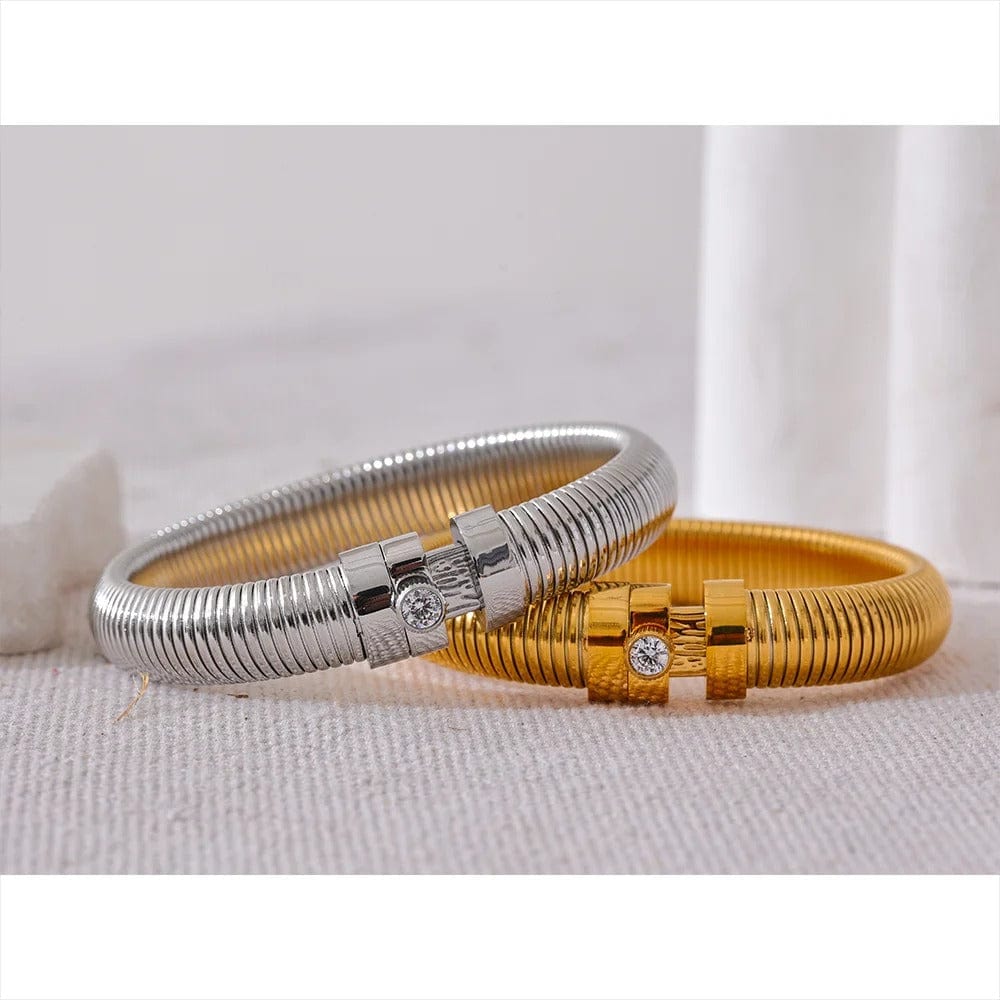 Yhpup-Bracelet en Acier Inoxydable pour Homme et Femme, Optique artificiel astique, Bracelet en Métal, Déclaration CZ, Mode Populaire, Bijoux Unisexes, Étanche