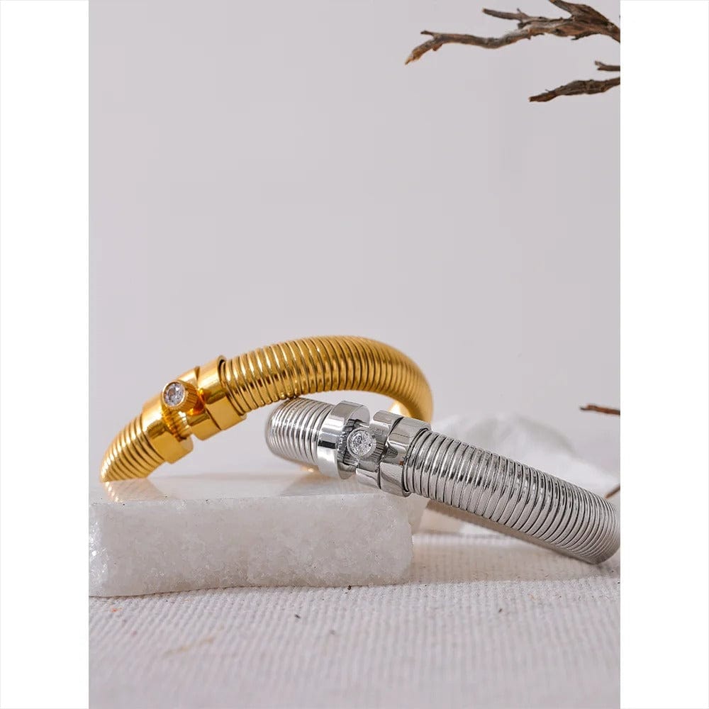 Yhpup-Bracelet en Acier Inoxydable pour Homme et Femme, Optique artificiel astique, Bracelet en Métal, Déclaration CZ, Mode Populaire, Bijoux Unisexes, Étanche