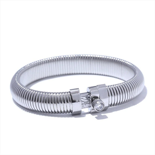Yhpup-Bracelet en Acier Inoxydable pour Homme et Femme, Optique artificiel astique, Bracelet en Métal, Déclaration CZ, Mode Populaire, Bijoux Unisexes, Étanche Platine
