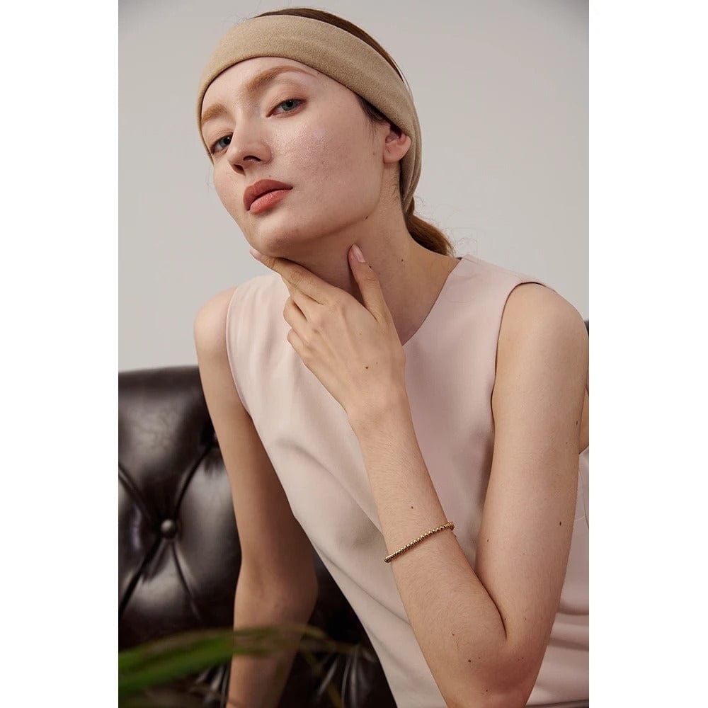 Yhpup Bracelet en chaîne de perles en acier inoxydable Bijoux en zircone cubique Bracelet étanche en métal doré à la mode брас geziты жleti possibil