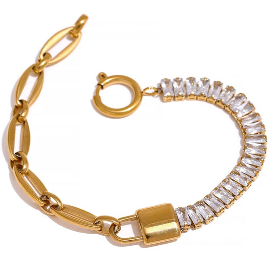 Yhpup – chaîne de verrouillage en métal étanche, zircone cubique scintillante, Bracelet en acier inoxydable, élégant, luxe, tendance, bijoux à la mode