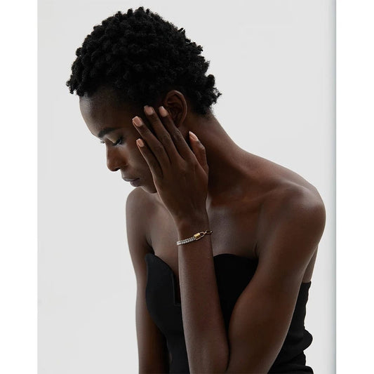 Yhpup – chaîne de verrouillage en métal étanche, zircone cubique scintillante, Bracelet en acier inoxydable, élégant, luxe, tendance, bijoux à la mode