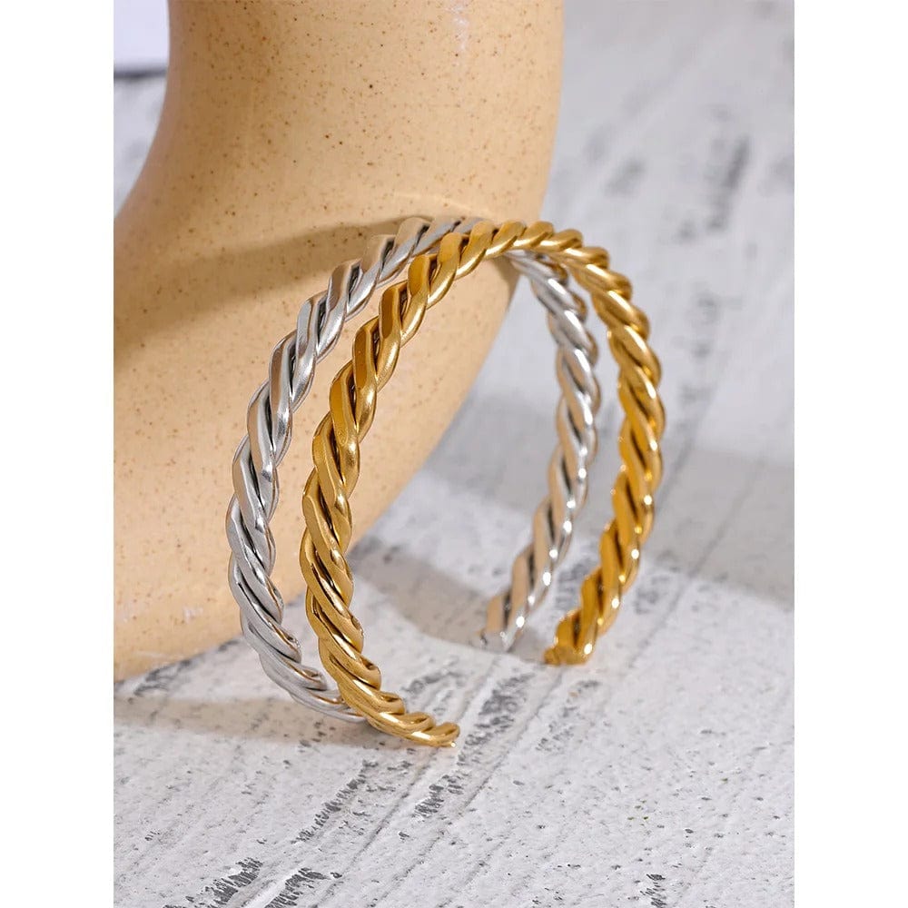 Yhpup haute qualité en acier inoxydable 316l métal tressé poli manchette ouverte Bracelet Bracelet hommes femmes unisexe bijoux étanche