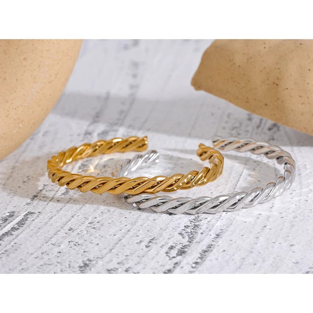 Yhpup haute qualité en acier inoxydable 316l métal tressé poli manchette ouverte Bracelet Bracelet hommes femmes unisexe bijoux étanche
