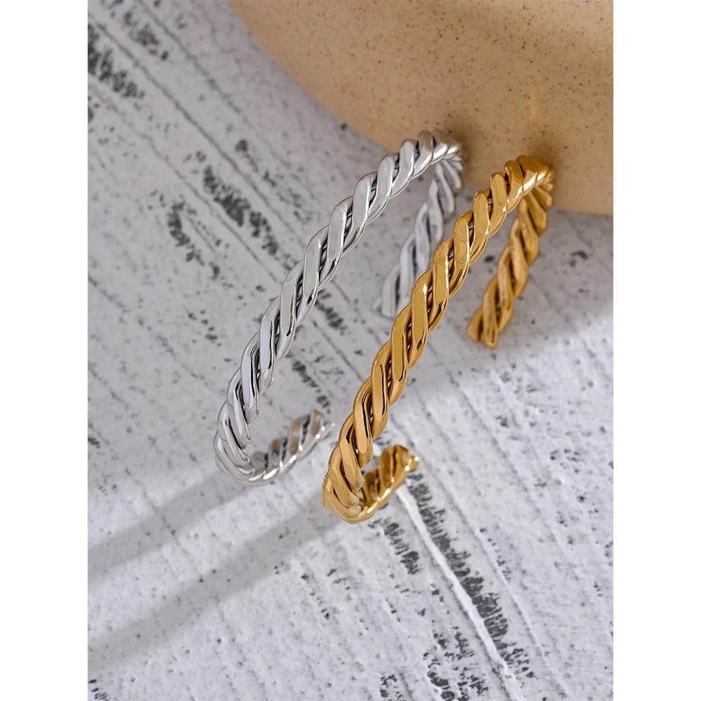 Yhpup haute qualité en acier inoxydable 316l métal tressé poli manchette ouverte Bracelet Bracelet hommes femmes unisexe bijoux étanche