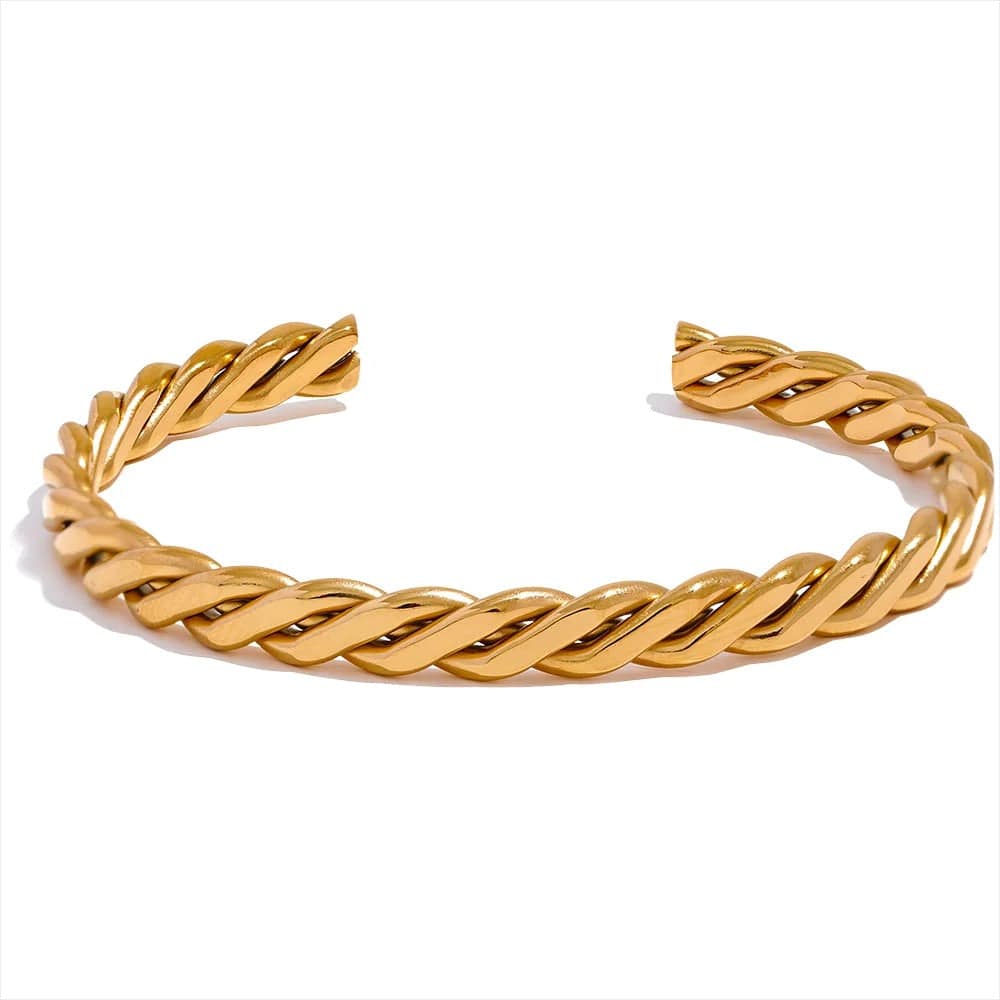 Yhpup haute qualité en acier inoxydable 316l métal tressé poli manchette ouverte Bracelet Bracelet hommes femmes unisexe bijoux étanche Or